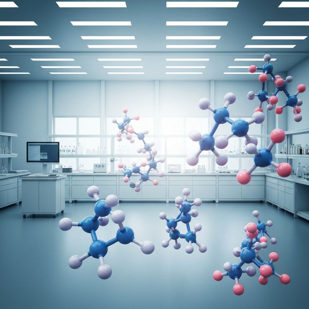 Modern scientific research and molecular structures visualization